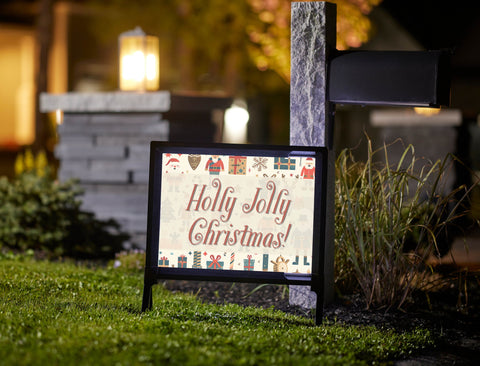 Holly Jolly Christmas Pattern Yard Sign