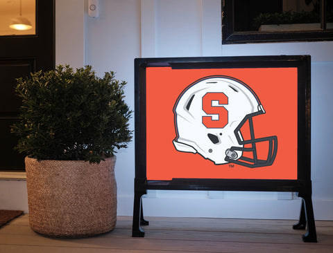 Syracuse Helmet Big Orange Lumilawn Sign