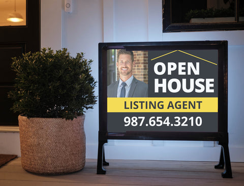 Portrait Black and Yellow Real Estate Sign