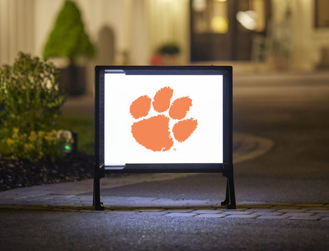 Clemson Paw Print White Lumilawn Sign