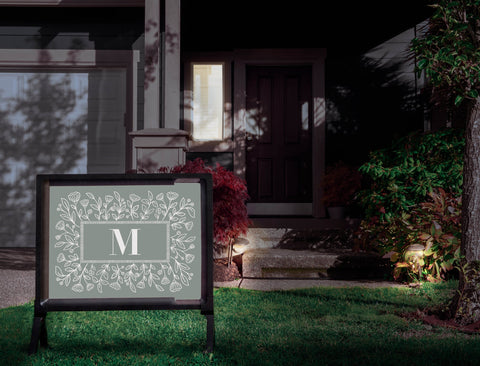 Floral Frame Cusom Monogram Lumilawn Sign