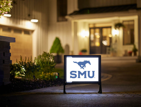 SMU Mustang Blue Lumilawn Sign