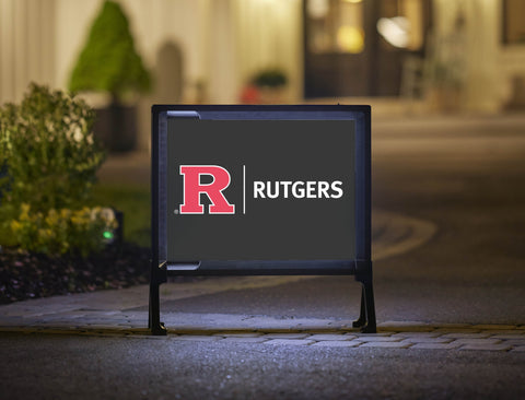 Rutgers Horizontal Mark Black Lumilawn Sign