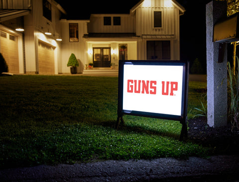 Texas Tech Guns Up White Lumilawn Sign