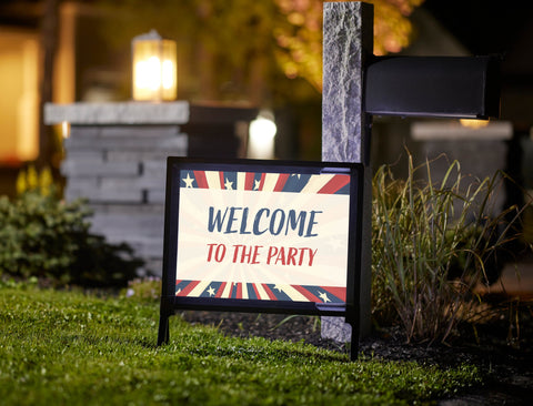 Patriotic Rays Welcome to the Party Yard Sign