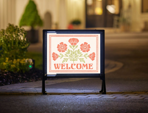 Poppy Flower Welcome Lumilawn Sign