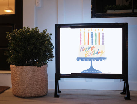 Fancy Rainbow Birthday Cake Yard Sign