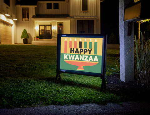 Happy Kwanza Kinara Lumilawn Sign