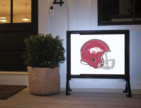 Arkansas Helmet Mark White Yard Sign