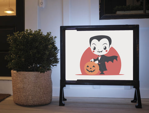 Retro Dracula Trick or Treater Yard Sign