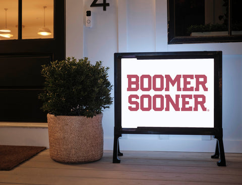 Oklahoma Boomer Sooner Wordmark White Yard Sign