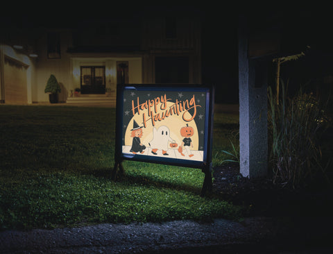 Happy Haunting Retro Halloween Yard Sign