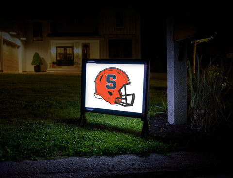 Syracuse University Orange Helmet White Lumilawn Sign