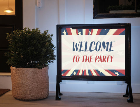 Patriotic Rays Welcome to the Party Yard Sign