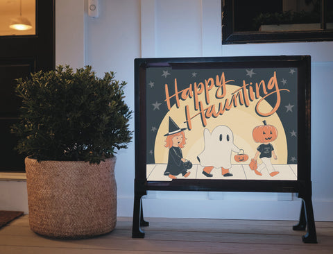 Happy Haunting Retro Halloween Yard Sign