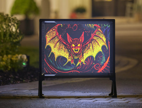 Super Spooky Bat Neon Halloween Yard Sign