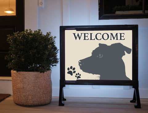 Welcome Puppy Dog Silhouette Lumilawn Sign