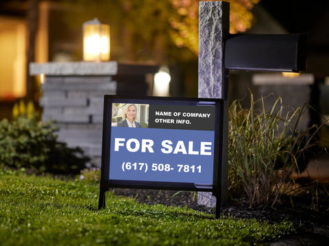 Black And Blue Real Estate Yard Sign