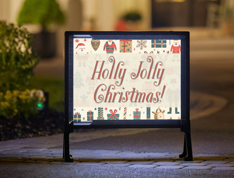 Holly Jolly Christmas Pattern Yard Sign