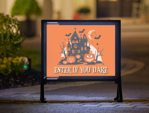 Haunted House Enter If You Dare Halloween Lumilawn Sign