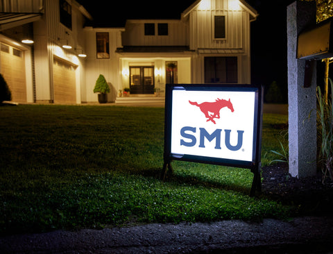 SMU Mustang Red Blue Lumilawn Sign