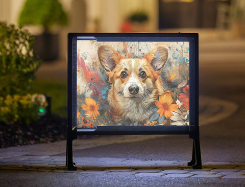 Corgi Dog With Flowers Yard Sign