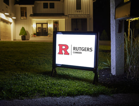 Rutgers Camden Horizontal Mark White Yard Sign