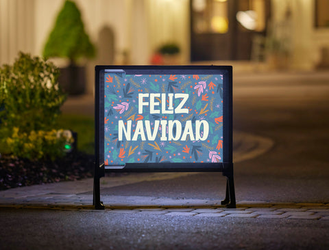 Feliz Navidad Floral Lumilawn Sign