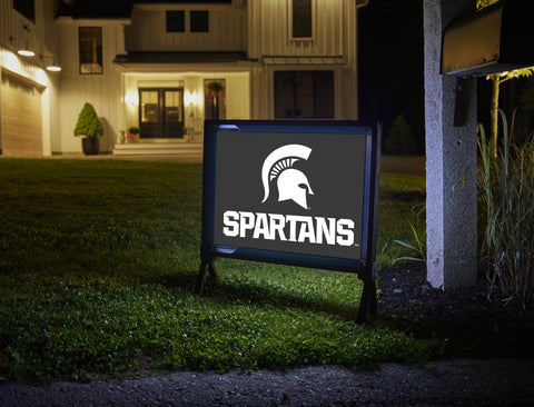 Michigan State Spartans Black Lumilawn Sign