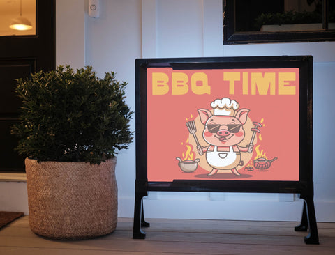 BBQ Piggy Cook Summer Yard Sign