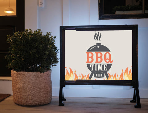 BBQ Time Flames Grill Summer Lumilawn Sign