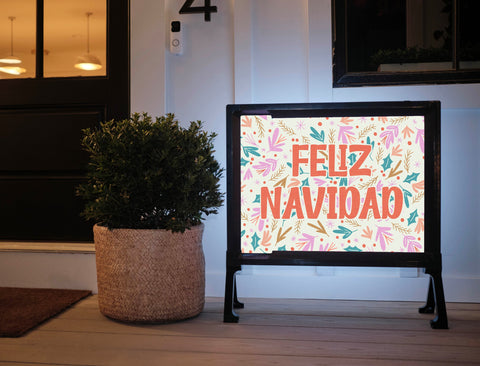 Feliz Navidad Floral Lumilawn Sign