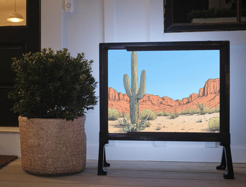 Desert Cactus Clear Day Landscape Lumilawn Sign