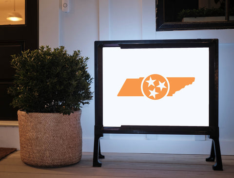 Tennessee Vols State Shield White Lumilawn Sign