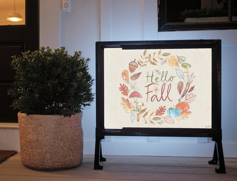 Welcoming Hello Fall Wreath Yard Sign