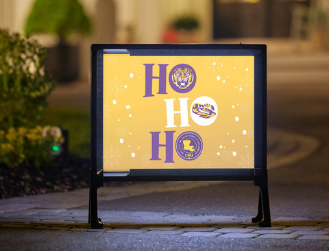 HO HO HO LSU Holiday Yard Sign