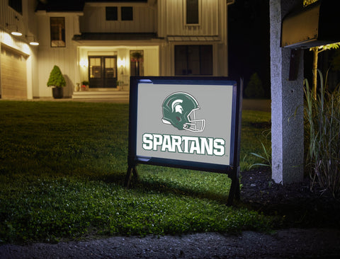 Michigan State Helmet Spartans Gray Lumilawn Sign