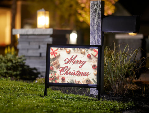 Off White Merry Christmas Yard Sign