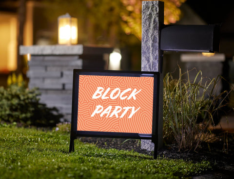 Block Party Swirl Pattern Orange Yard Sign