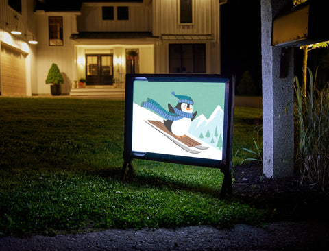 Sledding Penguin Yard Sign