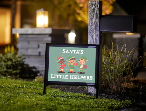 Elves Santas Little Helpers Christmas Yard Sign