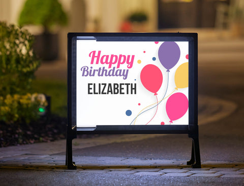 Pink Purple Balloon Birthday Yard Sign