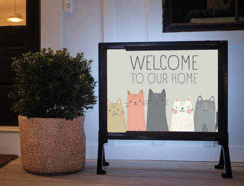 5 Cats Welcome Yard Sign