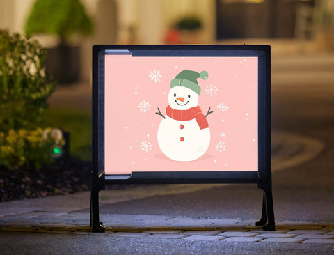 Pink Snowman Cute Winter Lumilawn Sign