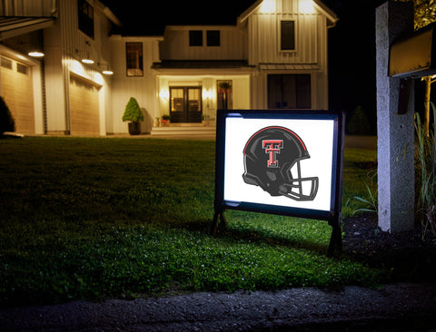 Texas Tech Black Helmet White Lumilawn Sign