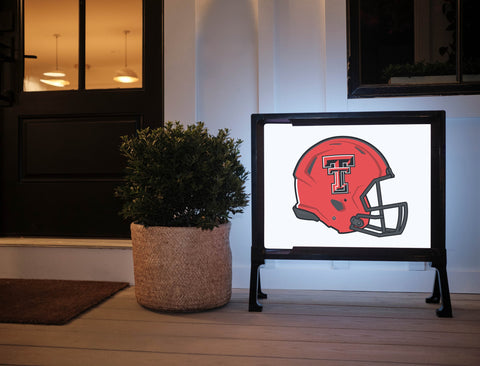 Texas Tech Red Helmet White Lumilawn Sign