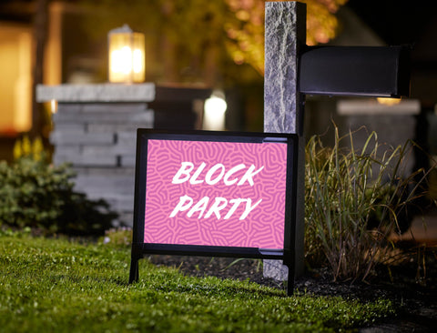 Block Party Pink Yard Sign