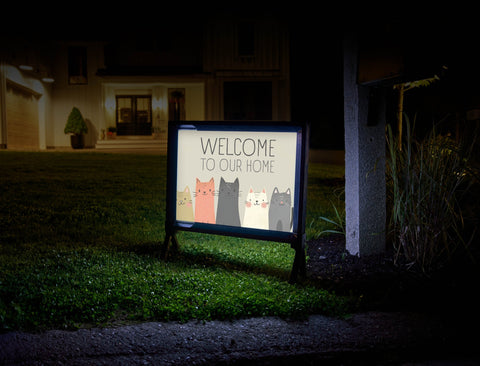 5 Cats Welcome Yard Sign