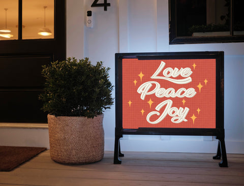 Love, Peace, Joy Lumilawn Sign