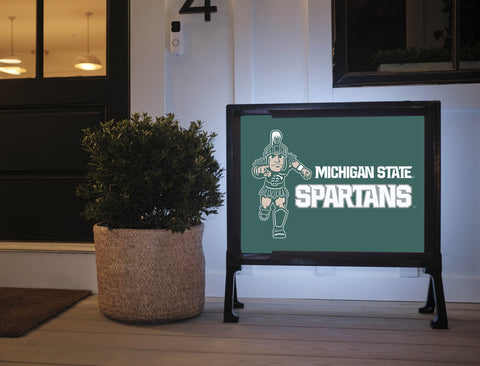 Michigan State Spartans Mascot Green Lumilawn Sign